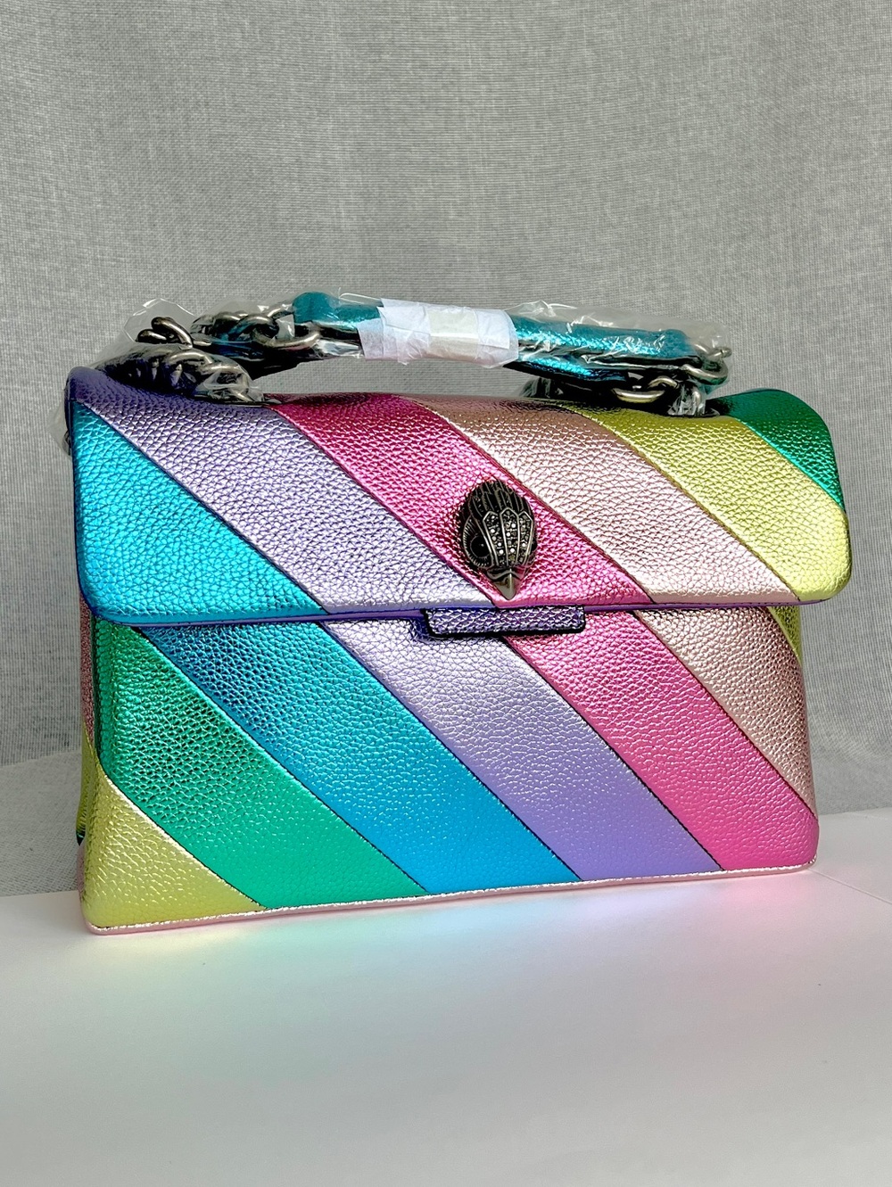 KURT GEIGER Kensington Rainbow METALLIC GENUINE LEATHER crossbody shoulder bag